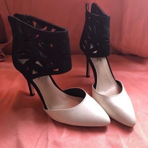 White leather and black suede heels!